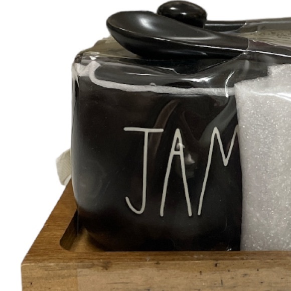 NEW Rae Dunn JAM & JELLY Jar Set w/Serving Spoons & Wooden Tray - Picture 2 of 4